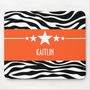 Zebra Sassy alaranjada Mousepad da estrela