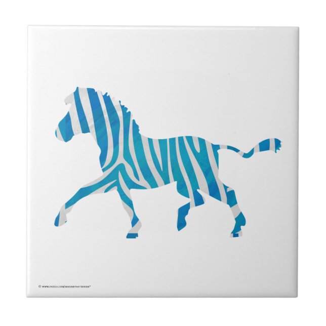 Zebra Silhouette Azul e Branco (Frente)