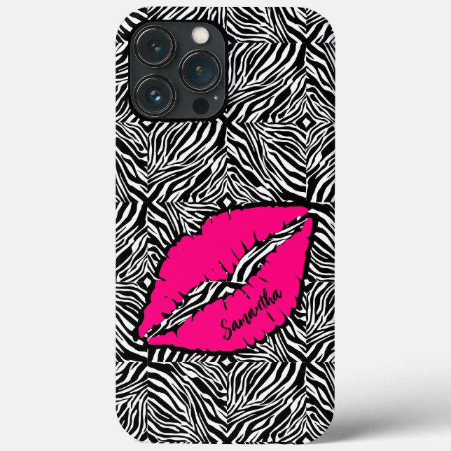 Zebra Simples com Lábios Rosa Personalizados (Verso)