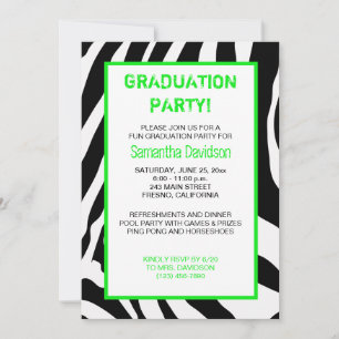 Zebra Stripe Festa de formatura Convite Verde