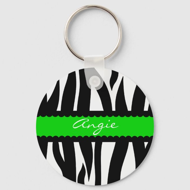 Zebra Striped Pattern Personalised Name Chaveiro (Frente)