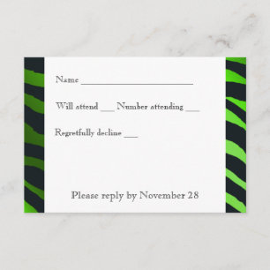 Zebra Verde limão Preto Stripes rsvp com envelope