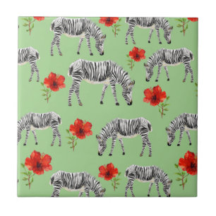 Zebras Entre Flores de Hibiscus
