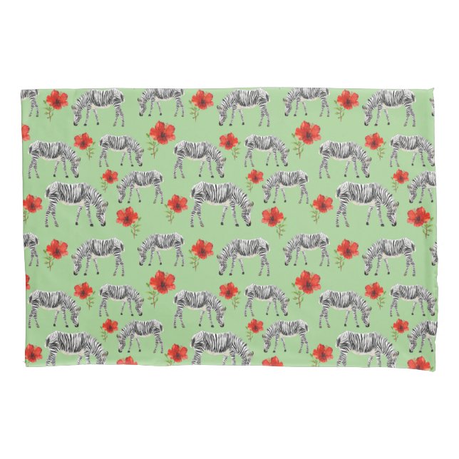 Zebras entre flores do hibiscus (Frente-Esquerda)