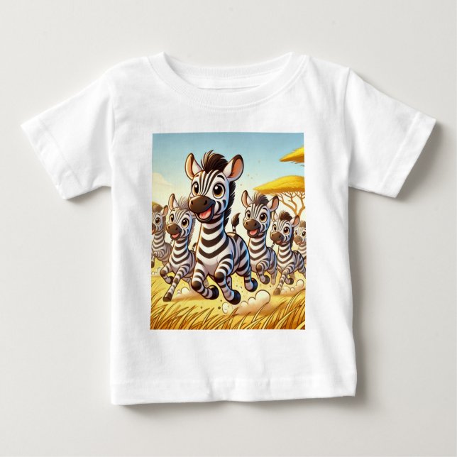 Zebras Jogadas na Savana - Camisa de Cartoon (Frente)