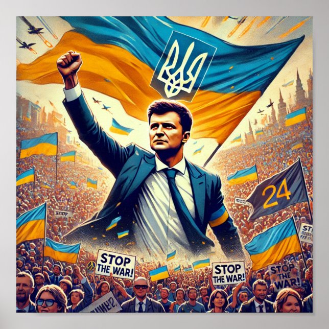Zelenskyy Stop War Rally Poster (Frente)