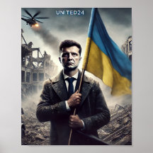 Zelenskyy Ucrânia Flag Poster Impressão