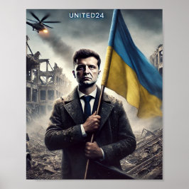 Zelenskyy Ucrânia Flag Poster Impressão