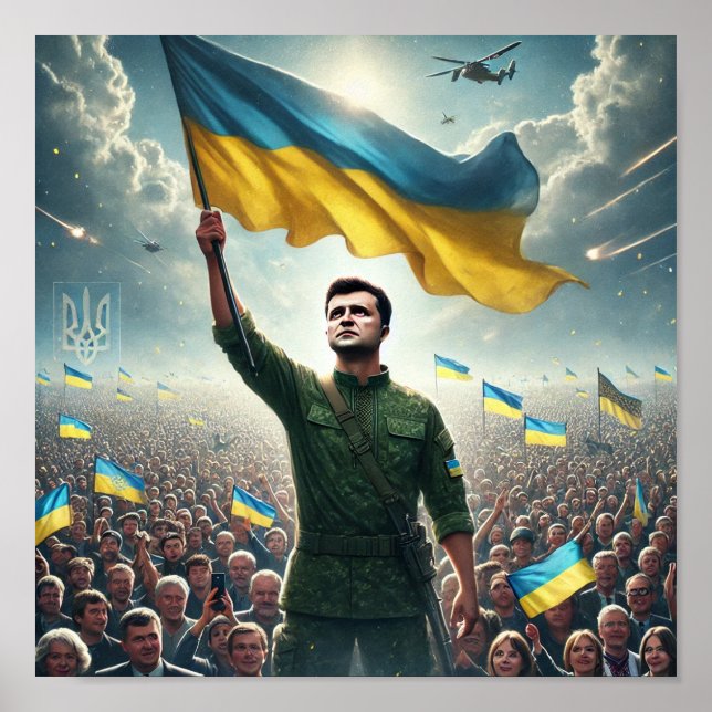 Zelenskyy Ucrânia Rally Poster Impressão (Frente)