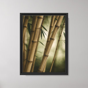 Zen Bamboo Stalks Close-up Framed Canvas