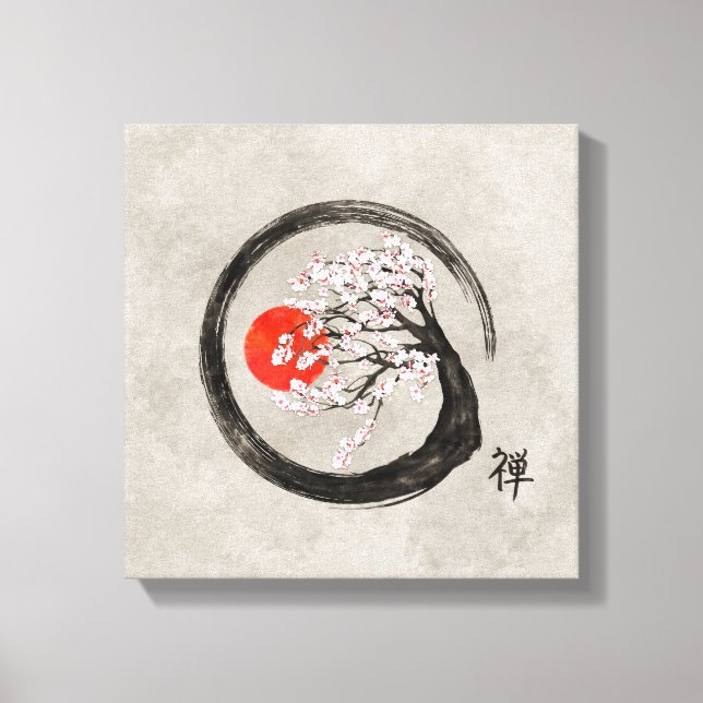 Zen Enso Circle e Sakura Tree na Canvas (Frente)