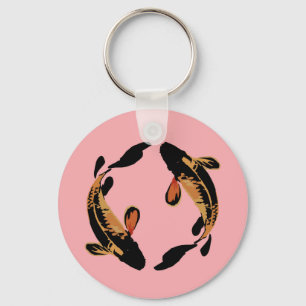 Zen Koi Fish Rosa Simples Chaveiro Minimalista