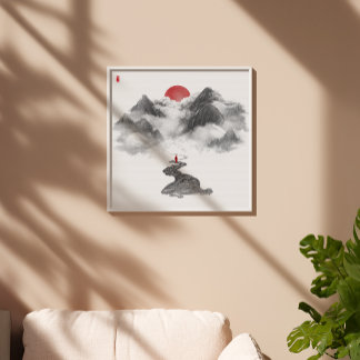 Zen Mountain Cloud Path Art Impressão - Decor de T