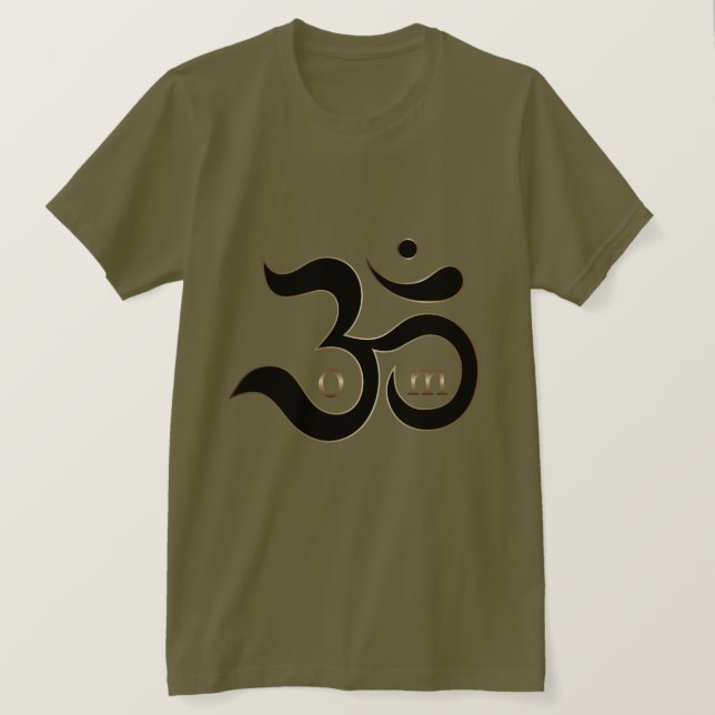 Zen Om Símbolo de ouro reluz a camisa verde de aze (Frente do Design)