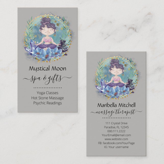 Zen rocks Yoga Spa Massage Cartão de visita (Frente/Verso)