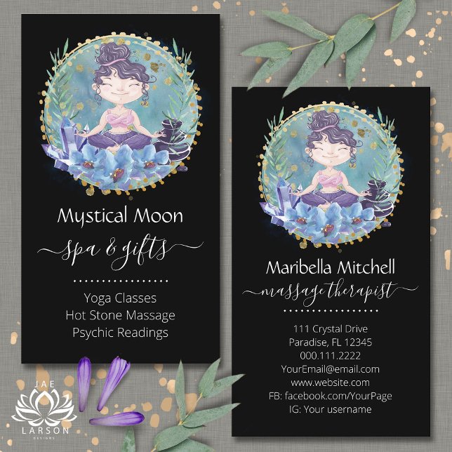 Zen Rocks Yoga Spa Massage Cartão de visita (Criador carregado)