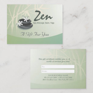 ZEN Stone Bamboo YOGA SPA - Certificado de Present