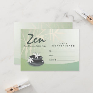 ZEN Stone Bamboo YOGA SPA - Certificado de Present