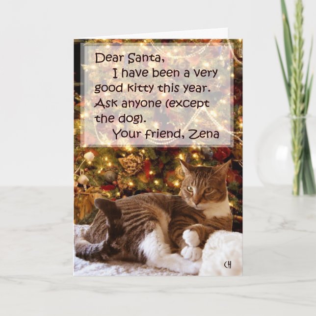 Zena embaixo do cartão de Natal da árvore (Frente)