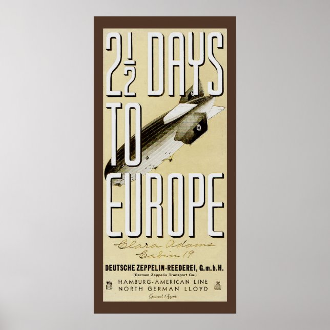 Zeppelin Hindenburg Vintage Travel Poster (Frente)