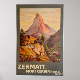 Zermatt,Mont Cervin,Suiça,Ski Poster