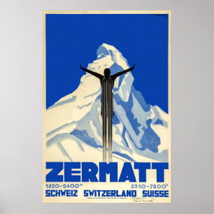 Zermatt, Suiça, Poster de Esqui