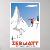 Zermatt, Valais, Suiça, Poster de Esqui