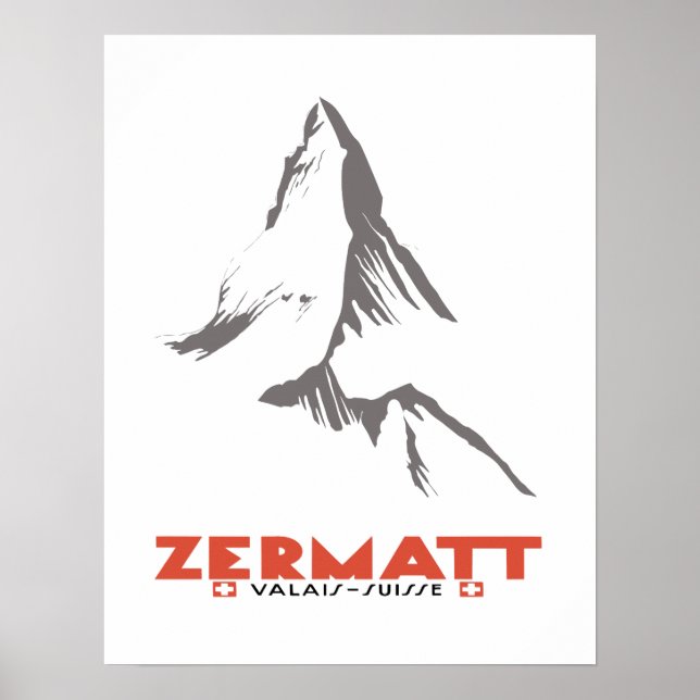 Zermatt, Valais, Suiça, Poster de Esqui (Frente)