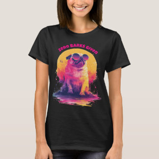 Zero Latidos Dados | Camiseta Divertida de Pug Ret