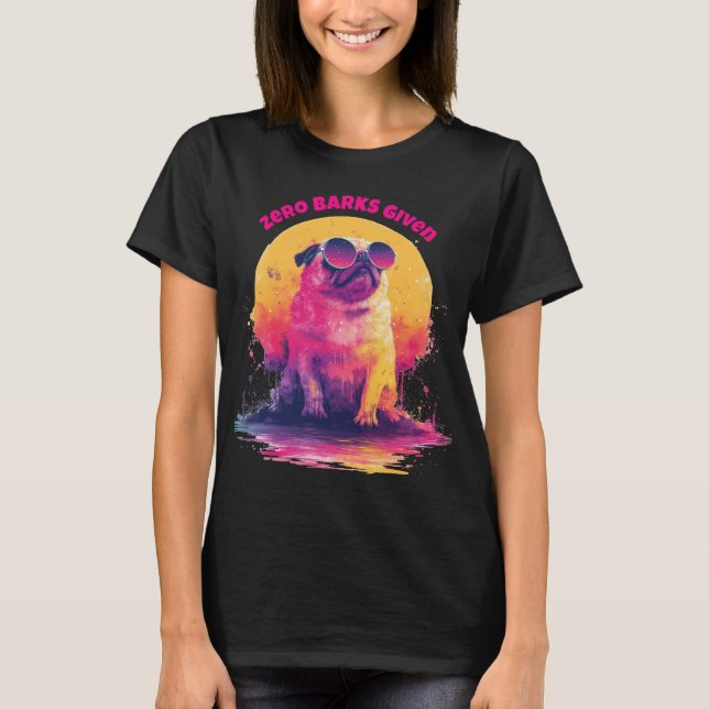 Zero Latidos Dados | Camiseta Divertida de Pug Ret (Frente)