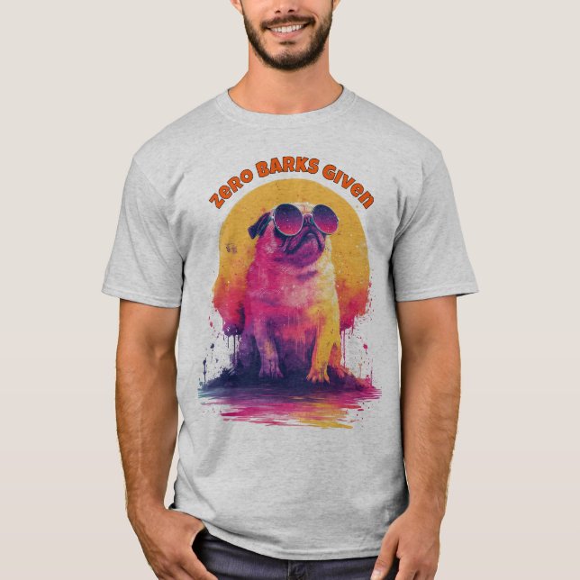 Zero Latidos Dados | Camiseta Divertida de Pug Ret (Frente)