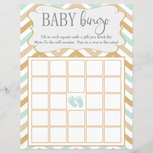 Zig Zag Neutral Baby Bingo Pastel Dourado e verde