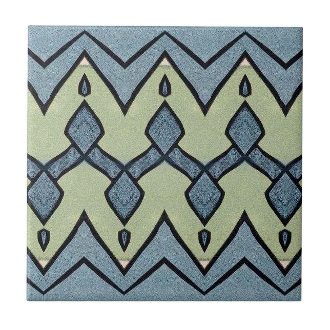 Zigzag Blue e Green Geométrico Vintage (Frente)