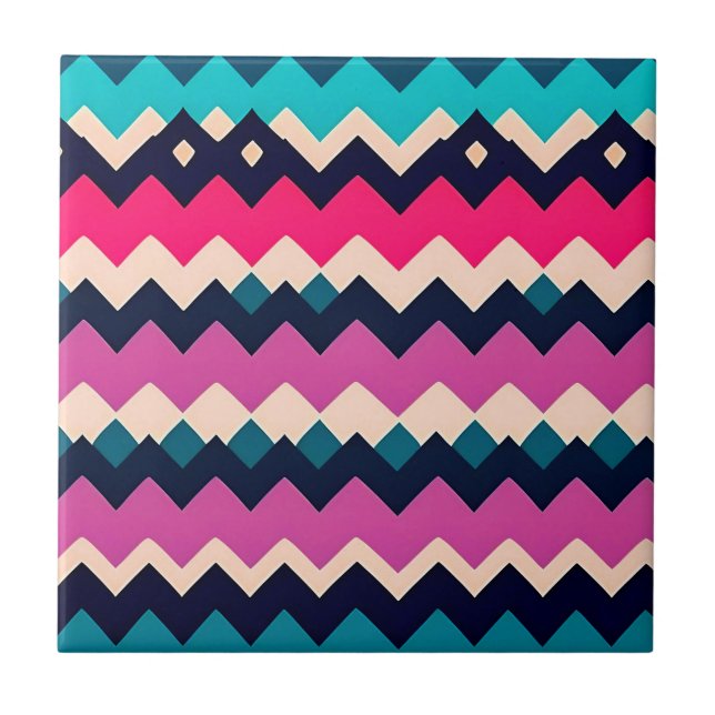 Zigzag Chevron - Design de Padrão Colorido (Frente)