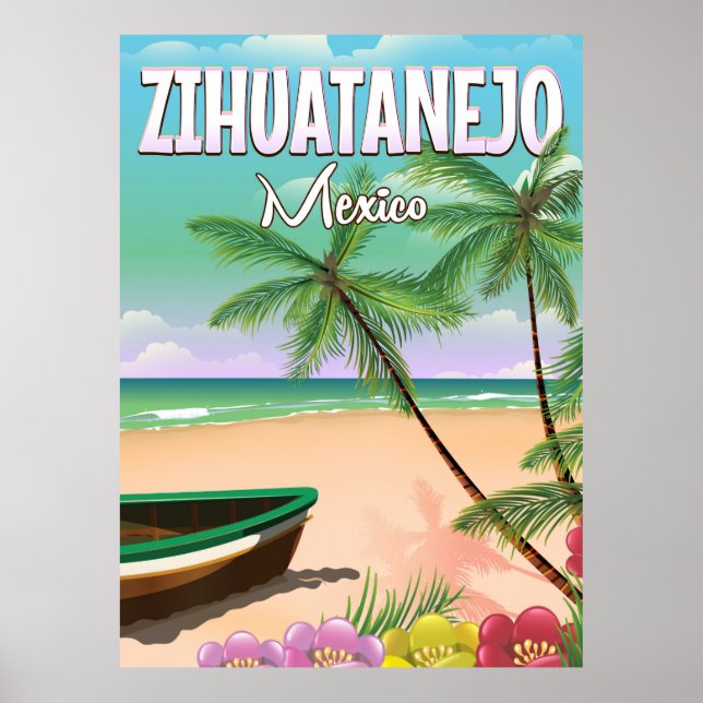 Zihuatanejo poster de férias na praia mexicana (Frente)