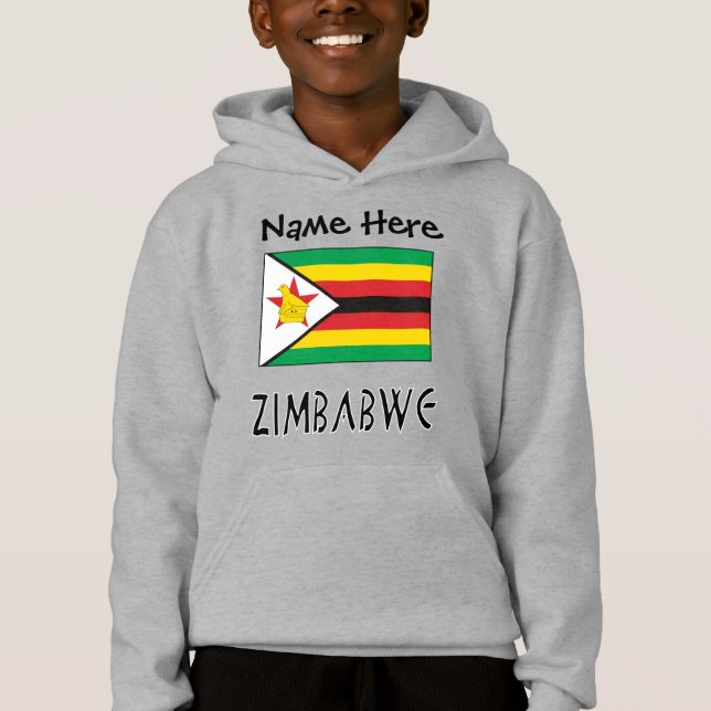 Zimbábue e Bandeira do Zimbábue com Seu Nome Crian (Frente)