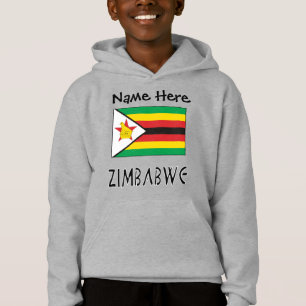 Zimbabwe e Bandeira do Zimbabwe com o Nome das Cri