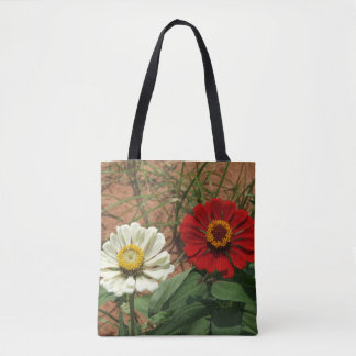 Zinnia branca e Saco Vermelho da Zinnia Tote