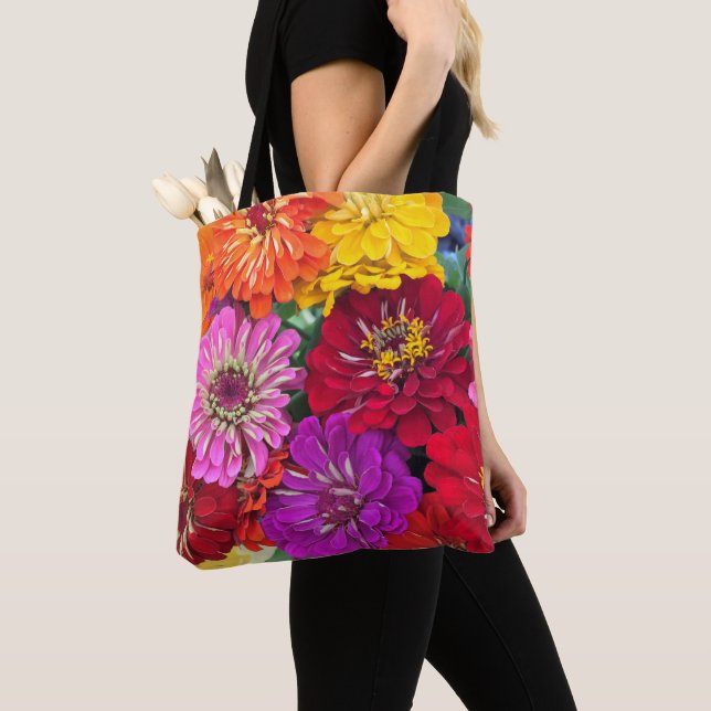 Zinnia Flower Tote Bag (Close Up)