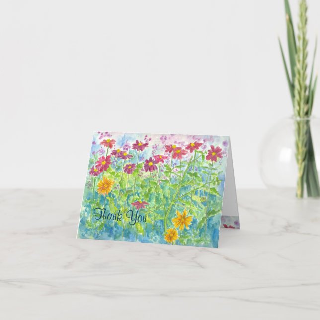 Zinnia Watercolor - Obrigado Cartão de Nota (Frente)