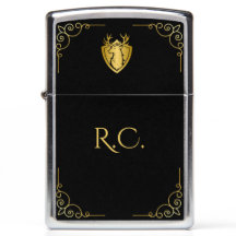 Zippo Lighter Elegante Preto e Dourado