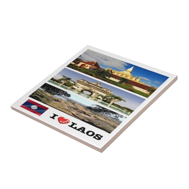 zLA011 eu amo a colagem LAOS, Ásia, (Lateral)