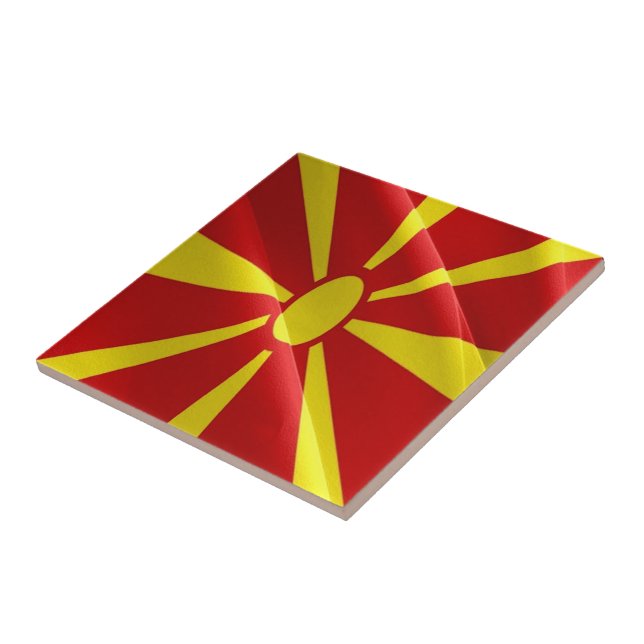 zMK002 NORTH MACEDONIAN acenando FLAG Macedônia, (Lateral)