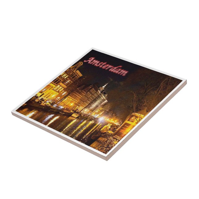 zNL018 AMSTERDAM — noite paisagística, Holanda, (Lateral)