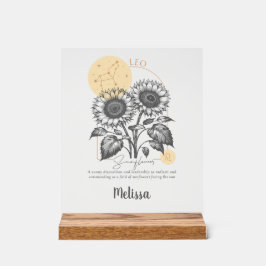 Zodiac Birth Flower Art Personalizado Leo Gift