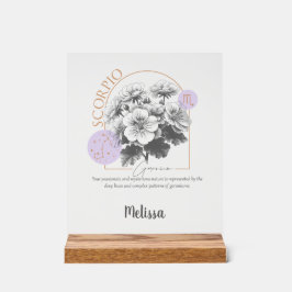 Zodiac Birth Flower Art Personalized Scorpio Gift