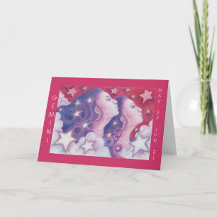 Zodiac Gemini Cartão de saudação "Parabéns"