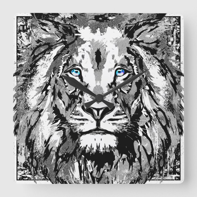 Zodiac Leo Cinza Retrato de Leão - Relógio de Leão (Frente)