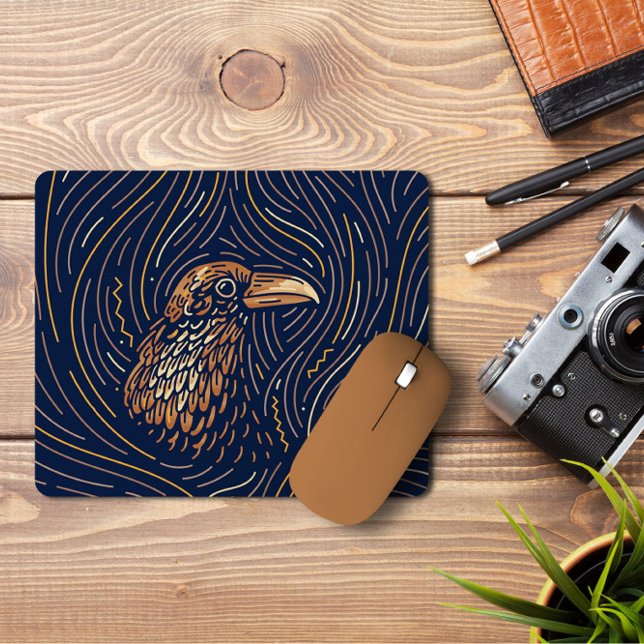 Zodiac Raven Portrait | Raven Mousepad desenhado à (Criador carregado)