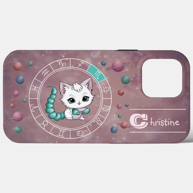 Zodiac Scorpio Cute Cat Planet Astrologia (Verso (horizontal))